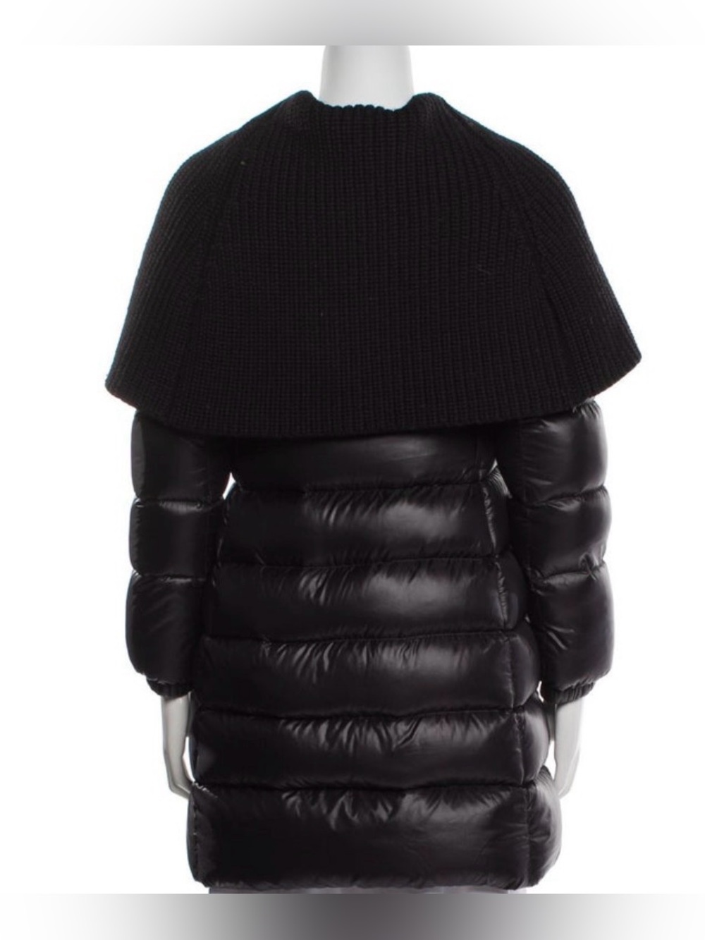 Prada sport Black Down Puffer Coat with Knit Shoulder Cape - Picture 2 of 16